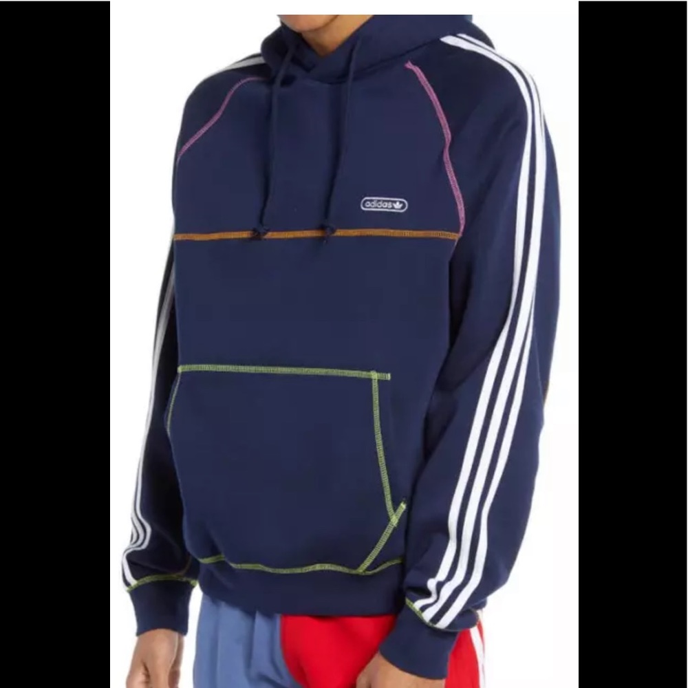 ADIDAS ORIGINALS $70 Men's Trefoil Hoodie Contrast Stitch Sweatshirt NEW GN3893